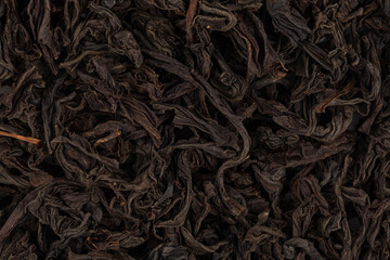 Black tea leaves close up