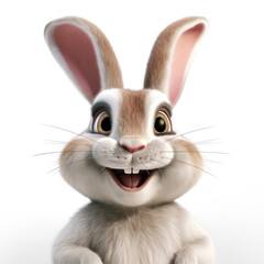 Cartoon rabbit on a white background. AI generative.