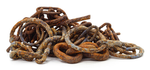 Pile of rusty chains.