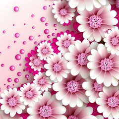 background, pink and white, flowers, polka dots, wallpaper, decoration