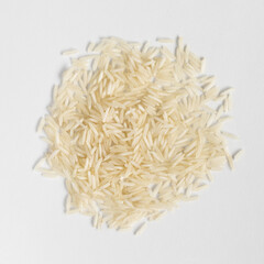 Basmati long rice on white background