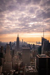 New York city skyline at sunset
