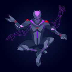 Digital character. Crypto blockchain technology mascot. DEFI DAO NFT data processing smart contract