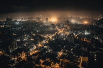 megacity in the night created with Generative AI technology