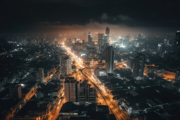 Fototapeta na wymiar megacity in the night created with Generative AI technology