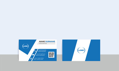 Double sided creative business card. New visiting card design vector illustrator. Simple and creative corporate business card design with malty perpous work. Professional unique design Blue and white 