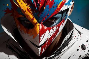 Fototapeta premium Superhero. Portrait of fantastic hero in mask. Generative AI.
