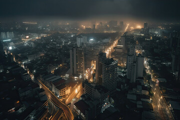 Obraz premium megacity in the night created with Generative AI technology