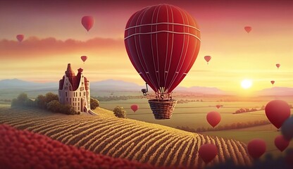 A travel agency, featuring a hot air balloon as the main logo, with intricate details of the balloon's fabric texture and stitching AI Generative