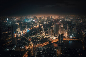 Fototapeta premium megacity in the night created with Generative AI technology