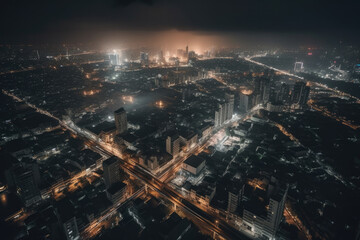 Fototapeta na wymiar megacity in the night created with Generative AI technology
