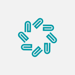 Circular logo design for education in turquoise green tone