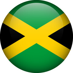 Jamaica flag button. Emblem of Jamaica. Vector flag, symbol. Colors and proportion correctly.