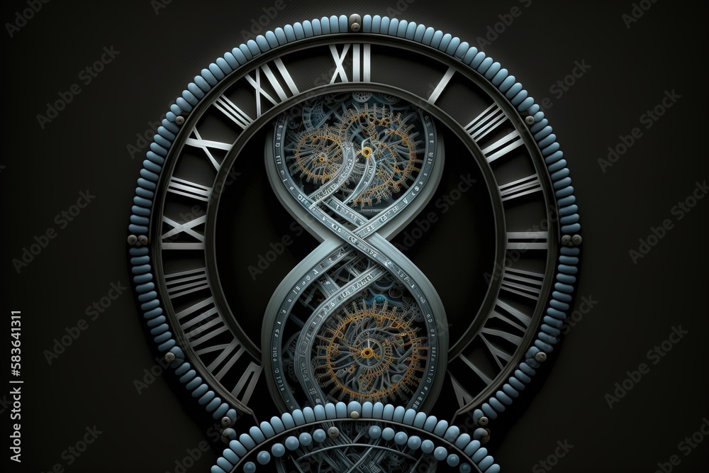 Poster watch with dna helix on a black background generated by ai