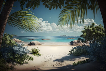Obraz na płótnie Canvas Summer beach. Generative AI