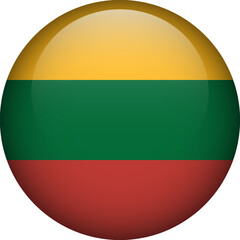 Lithuania flag button. Emblem of Lithuania. Vector flag, symbol. Colors and proportion correctly.