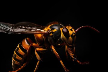 Asian Giant Hornet / Murder Hornet on a Black Background