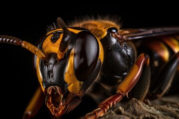 Close up image of an Asian Giant Hornet or Murder Hornet