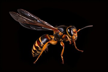 Asian Giant Hornet or Murder Hornet Flying