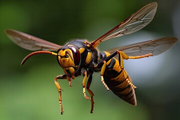 Asian Giant Hornet or Murder Hornet Flying