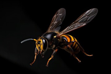 Asian Giant Hornet or Murder Hornet Flying