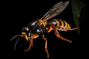 Asian Giant Hornet or Murder Hornet Flying