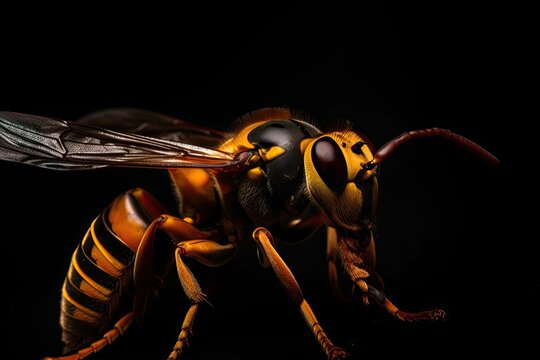 Asian Giant Hornet / Murder Hornet On A Black Background