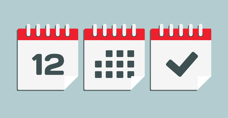 Vector icon page calendar - 12 day, agenda, done
