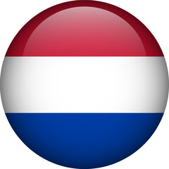 Netherlands flag button. Emblem of Netherlands. Vector flag, symbol. Colors and proportion correctly.