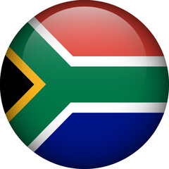 South Africa flag button. Emblem of South Africa. Vector flag, symbol. Colors and proportion correctly.