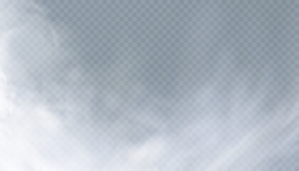 Translucent smoke isolated on a transparent background. Steam effect special effect. Vector texture of steam, fog, cloud, smoke.