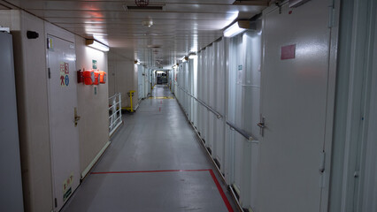corridor of ship. empty corridor way. corridor passageway. photo of corridor