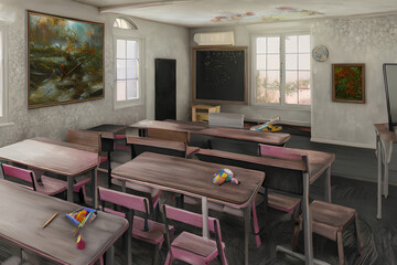 Interior of a typical classroom Generative AI Art