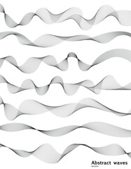 Vector set of abstract wave lines.