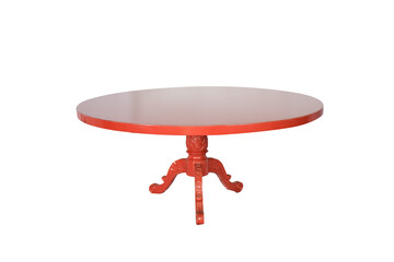 red wooden table isolated on white