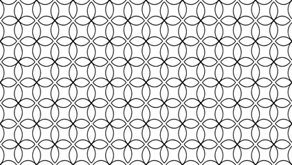 Simple floral geometric pattern. Tileable, repeating black and white background. Texture vector.