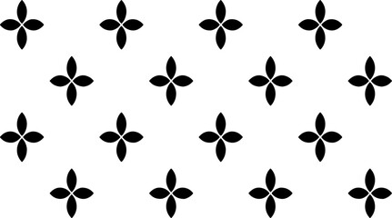 Simple floral geometric pattern. Tileable, repeating black and white background. Texture vector.