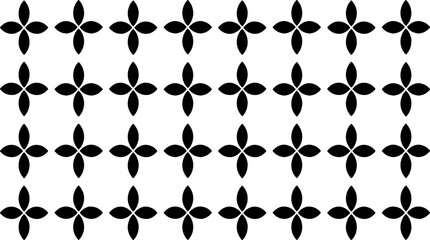 Simple floral geometric pattern. Tileable, repeating black and white background. Texture vector.