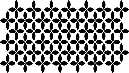 Simple floral geometric pattern. Tileable, repeating black and white background. Texture vector.