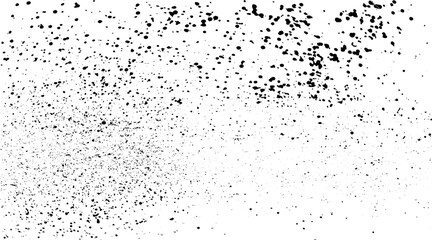 Small uneven spots and particles of debris. Abstract vector texture. Distressed uneven background. Grunge texture overlay with fine grains isolated on white background. Vector illustration. EPS10.