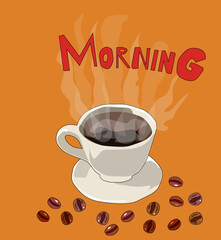 Coffee time object on the white background and a cup icon