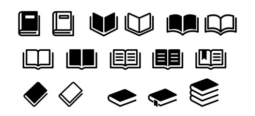 book icon set education study reading learning language skill sign symbol line pictogram vector illustration design flat graphic design - obrazy, fototapety, plakaty
