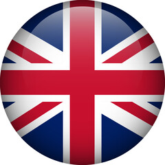 United Kingdom flag button. Emblem of UK. Vector flag, symbol. Colors and proportion correctly.