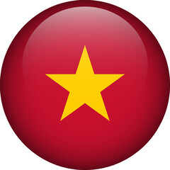 Vietnam flag button. Emblem of Vietnam. Vector flag, symbol. Colors and proportion correctly.