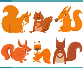 funny cartoon squirrels animal characters set