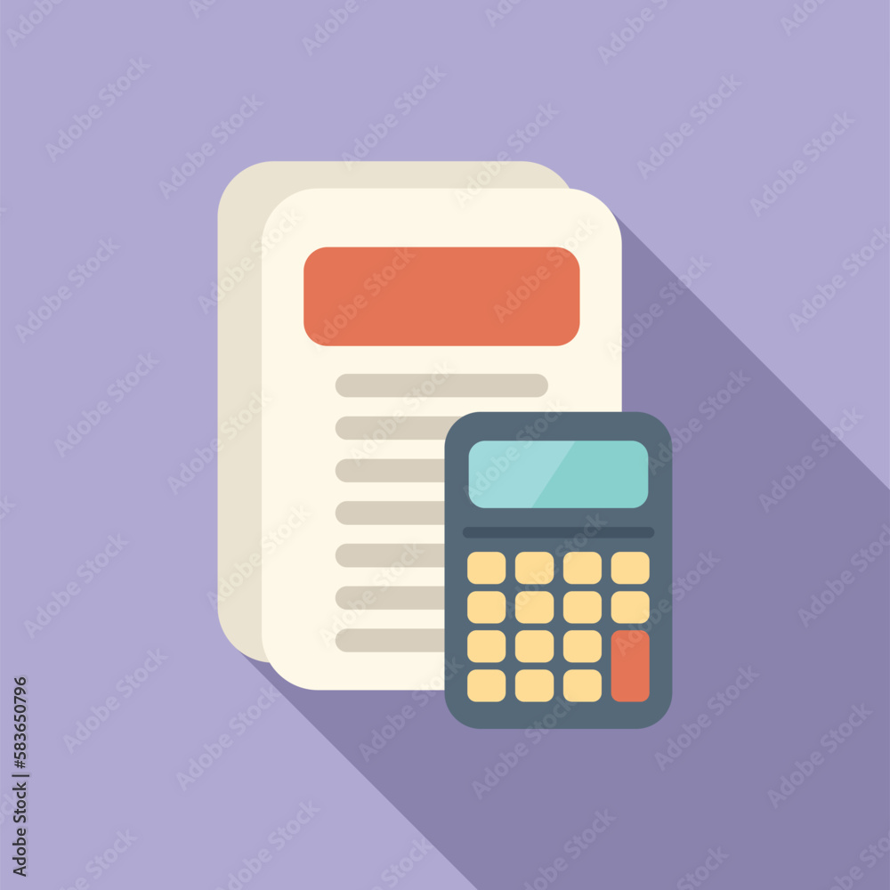 Poster calculator research icon flat vector. digital business. data online