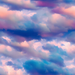 Naklejka na ściany i meble infinite seamless colourfull clouds pattern