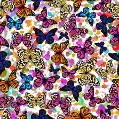 Butterflies seamless background. Vector illustration