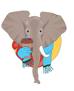 the elephant drinks the coffee