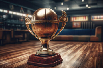 Fototapeta na wymiar Bowling league trophy creative illustration. AI generated